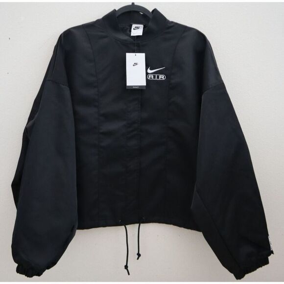 Nike Air FN1908-010 Women's Sz Medium Black Oversized Woven Bomber Jacket - Picture 1 of 10